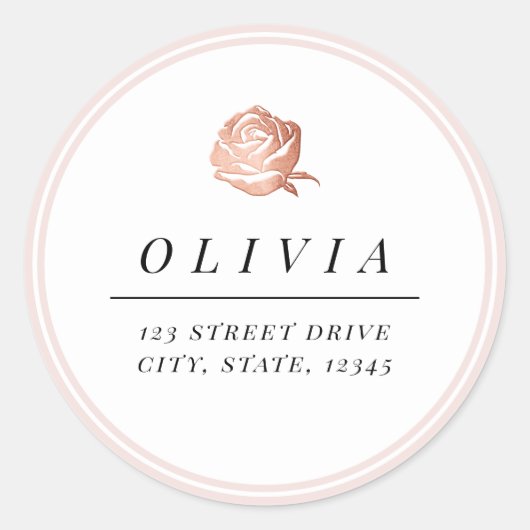 Elegant Roos gouden bloemen minimalistisch retoura Ronde Sticker (Voorkant)