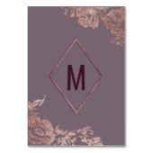 Elegant Roos Gouden Bloemen Paarse Mauve Tafelnumm Kaart (Achterkant)