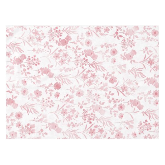 Elegant Roos Gouden Bloemen Wit Botanisch Tafelkleed (Voorkant (Horizontaal))