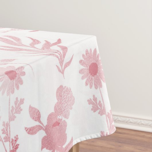 Elegant Roos Gouden Bloemen Wit Botanisch Tafelkleed (Voorbeeld)