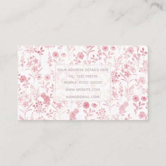 Elegant Roos Gouden Bloemen Wit Botanisch Visitekaartje (Achterkant)