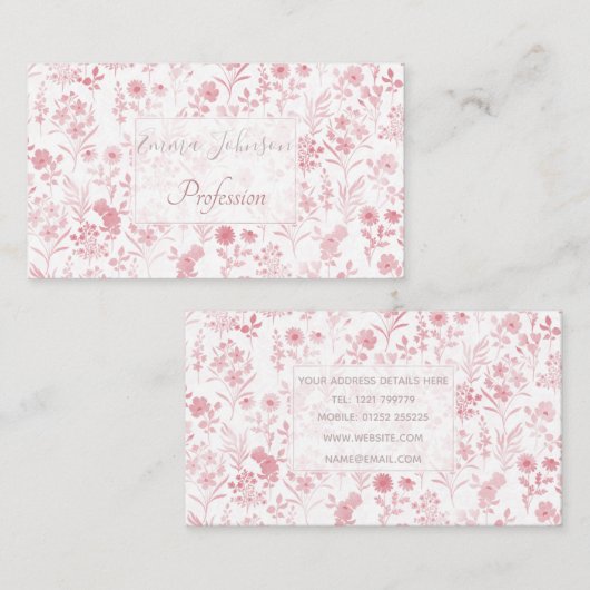 Elegant Roos Gouden Bloemen Wit Botanisch Visitekaartje (Voorkant / Achterkant)