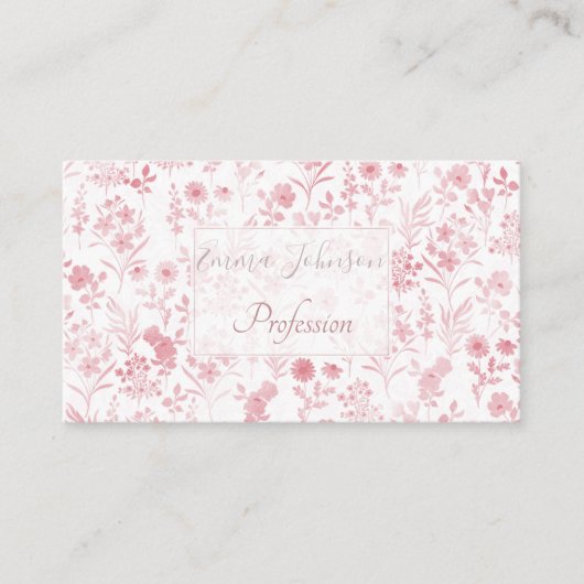 Elegant Roos Gouden Bloemen Wit Botanisch Visitekaartje (Voorkant)