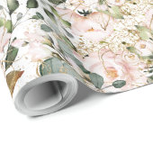 Elegant roos gouden bloemeneucalyptus gouden schit cadeaupapier (Rol Hoek)