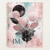 Elegant Roos-gouden botanisch monogram Planner (Voorkant)