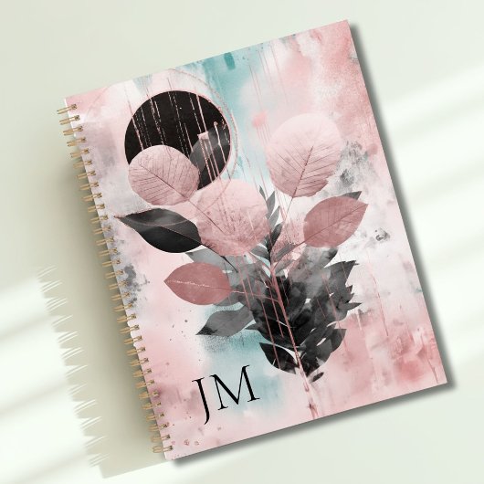 Elegant Roos-gouden botanisch monogram Planner