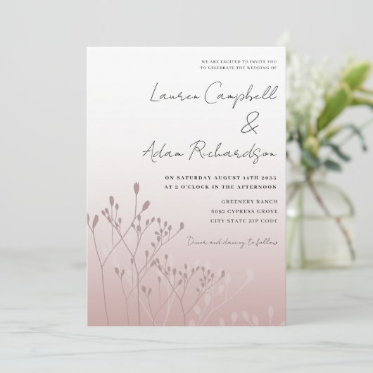 Elegant Roos Gouden Botanische Bruiloft Kaart (Staand voorkant)