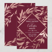 Elegant Roos Gouden Bourgogne Bloembladeren Sweet  Kaart (Voorkant / Achterkant)