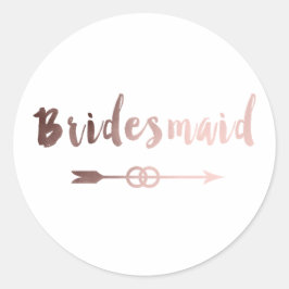 Elegant roos gouden bruidsmeisje pijl trouwring ronde sticker