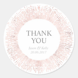 Elegant roos gouden bruiloft dank u sticker