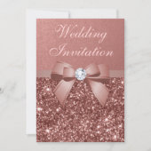 Elegant Roos Gouden Bruiloft Diamanten Boog Glitte Kaart (Voorkant)