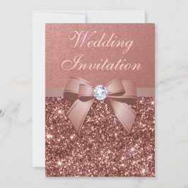 Elegant Roos Gouden Bruiloft Diamanten Boog Glitte Kaart