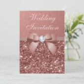 Elegant Roos Gouden Bruiloft Diamanten Boog Glitte Kaart (Staand voorkant)