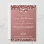 Elegant Roos Gouden Bruiloft Diamanten Boog Glitte Kaart (Achterkant)