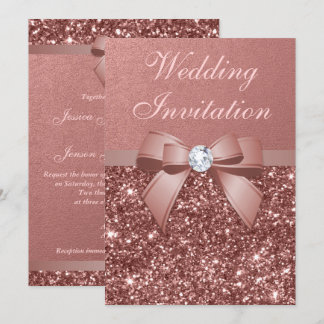 Elegant Roos Gouden Bruiloft Diamanten Boog Glitte Kaart