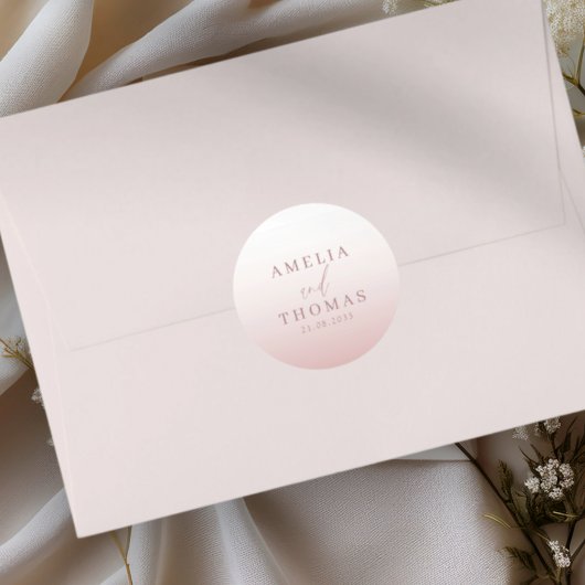 Elegant Roos gouden bruiloft monogram Ronde Sticker