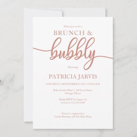 Elegant Roos gouden brunch en bubble Vrijgezellenf Kaart (Voorkant)