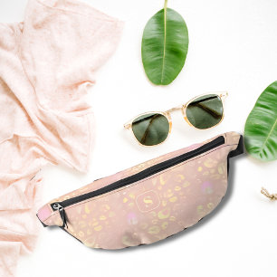 Elegant Roos Gouden Citroen Chiffon Luipaard Print Heuptasje