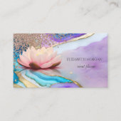 Elegant Roos Gouden Diamanten Opaal Marmer Lotus Visitekaartje (Voorkant)
