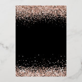 Elegant Roos Gouden Discobal Let's Party Verjaarda Folie Uitnodiging (Achterkant)