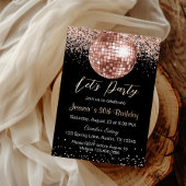 Elegant Roos Gouden Discobal Let's Party Verjaarda Folie Uitnodiging