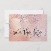 Elegant Roos Gouden Faux Folie en Glitter Save The Date (Voorkant)