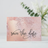 Elegant Roos Gouden Faux Folie en Glitter Save The Date (Staand voorkant)