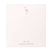 Elegant Roos gouden flamingo | Monogram Aangepast Notitieblok (Voorkant)