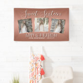 Elegant Roos Gouden Folie Fotocollage 16e Verjaard Spandoek (Insitu)