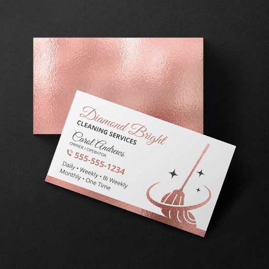 Elegant Roos Gouden Folie Janitorial Huis Reinigin Visitekaartje
