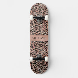 Elegant Roos Gouden Folie Luipaard Print Custom Persoonlijk Skateboard