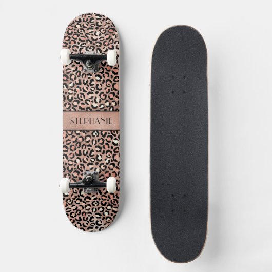 Elegant Roos Gouden Folie Luipaard Print Custom Persoonlijk Skateboard (Voorkant)