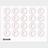 Elegant Roos Gouden Folie Streep Monogram Adres Ronde Sticker (Vel)