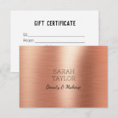 Elegant Roos Gouden Folie Zwart Cadeaubon (Voorkant / Achterkant)