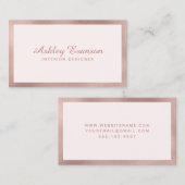 Elegant Roos gouden foliegrens op Blush Pink Visitekaartje (Voorkant / Achterkant)