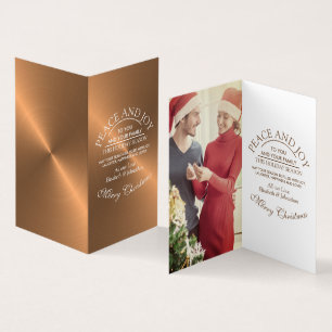 Elegant Roos Gouden Foto Kerst Kaarten