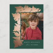 Elegant Roos Gouden Garland Foto Kerst Feestdagenkaart (Voorkant)