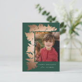 Elegant Roos Gouden Garland Foto Kerst Feestdagenkaart (Staand voorkant)