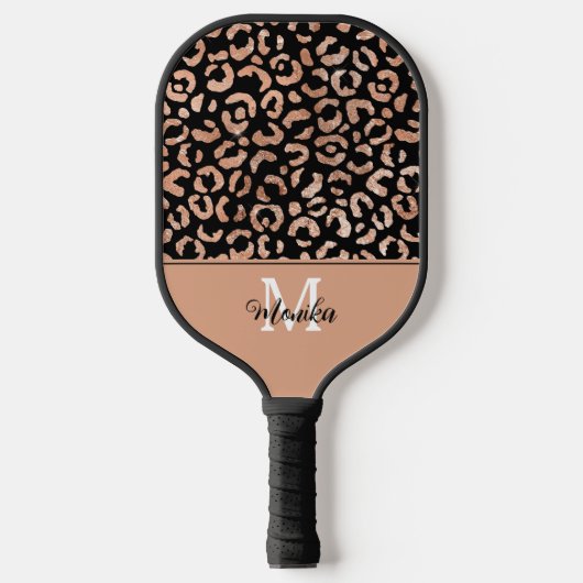 Elegant Roos Gouden Glam Luipaard Gepersonaliseerd Pickleball Paddle (Voorkant)