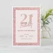 Elegant Roos Gouden Glitter 21e Verjaardagsviering Kaart (Staand voorkant)