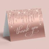 Elegant Roos Gouden Glitter 60ste Verjaardagsfeest Bedankkaart