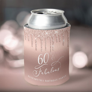 Elegant Roos Gouden Glitter 60ste Verjaardagsfeest Blikjeskoeler