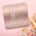 Elegant Roos Gouden Glitter 60ste Verjaardagsfeest Kartonnen Onderzetters<br><div class="desc">Chique aangepaste onderzetters voor haar 60ste verjaardagsfeestje met "60 & Fabulous" in een elegant wit kalligrafiescript,  een rozen gouden faux folie achtergrond en druppelende rozen gouden faux glitter. Perfect voor tafeldecor dat gasten mee naar huis kunnen nemen als souvenirfeestje.</div>