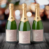 Elegant Roos Gouden Glitter 60ste Verjaardagsfeest Sparkling Wijnetiket