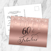 Elegant Roos Gouden Glitter 60ste Verjaardagsfeest Uitnodiging Briefkaart