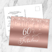 Elegant Roos Gouden Glitter 60ste Verjaardagsfeest Uitnodiging Briefkaart