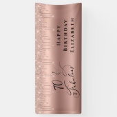 Elegant Roos Gouden Glitter 70ste Verjaardagsfeest Spandoek (Verticaal)