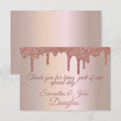 Elegant Roos Gouden Glitter, Blush en Tekst Bedankkaart (Voorkant / Achterkant)