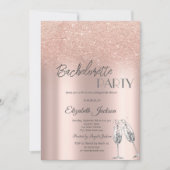Elegant Roos Gouden Glitter Bokeh Bachelorette Kaart (Voorkant)