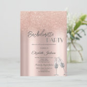 Elegant Roos Gouden Glitter Bokeh Bachelorette Kaart (Staand voorkant)